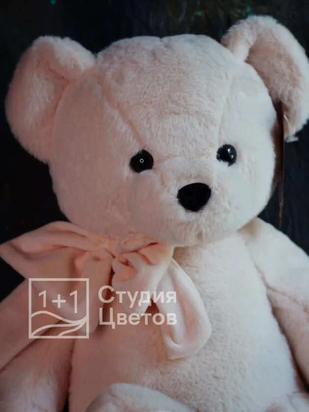 Мишка пыльно-розового цвета 38 см с сердечком на лапке 