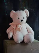 Мишка пыльно-розового цвета 38 см с сердечком на лапке 