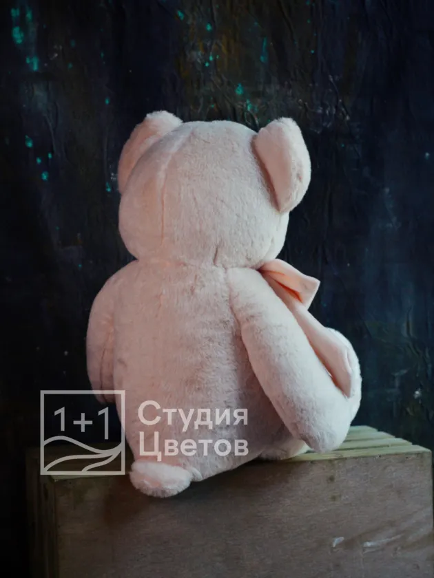 Мишка пыльно-розового цвета 38 см с сердечком на лапке 