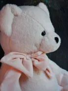 Мишка пыльно-розового цвета 38 см с сердечком на лапке 