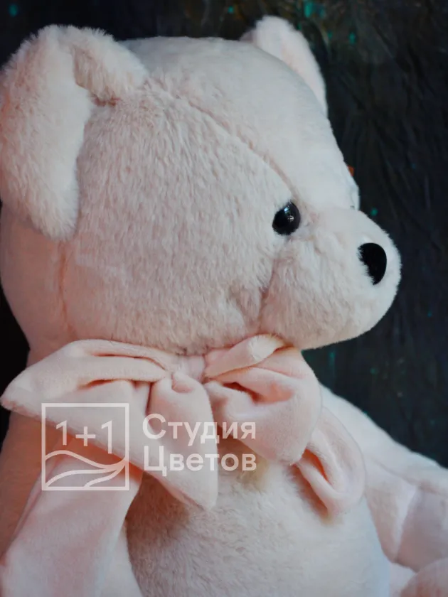 Мишка пыльно-розового цвета 38 см с сердечком на лапке 